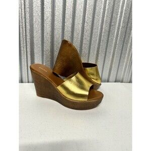 Dune London Gold and Brown Wedges Women’s 9.5